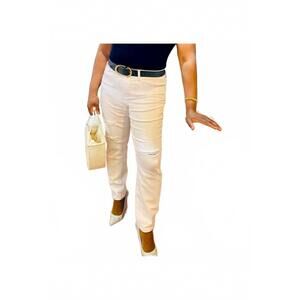 NEW CURVE MARKET distressed skinny ankle jeans in white